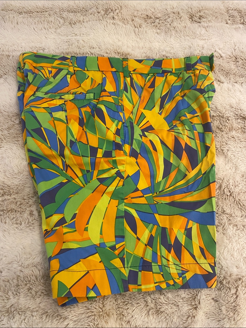 Men's Tropical-Print Flat Front Shorts in Yellow, Green & Blue